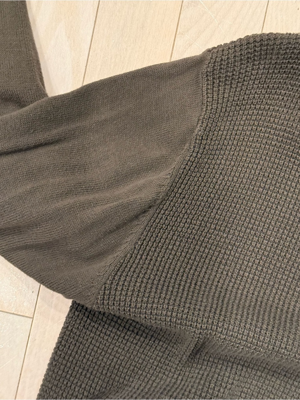 Carbon Olive Green Knit Hoodie - Picture 3 of 4